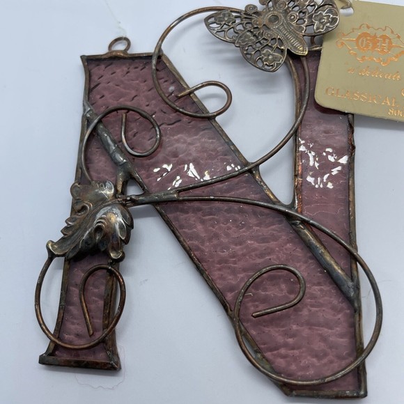 Stained Glass Window Hanging Letter "N" Sun Catcher Initial Vintage 1987 - Picture 2 of 6